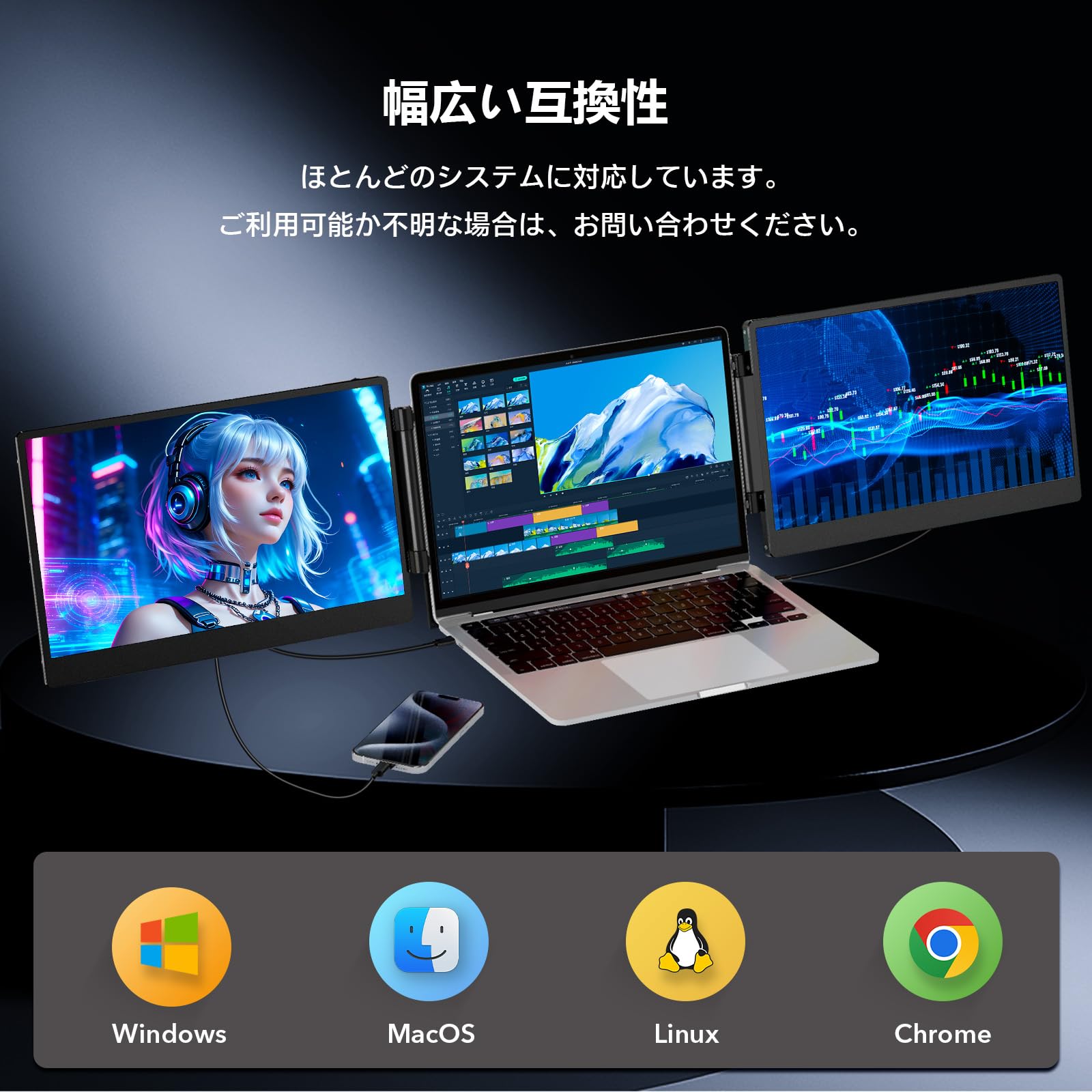 Amazon.co.jp: 14インチ デュアルモバイルモニター【3画面作業 簡単に